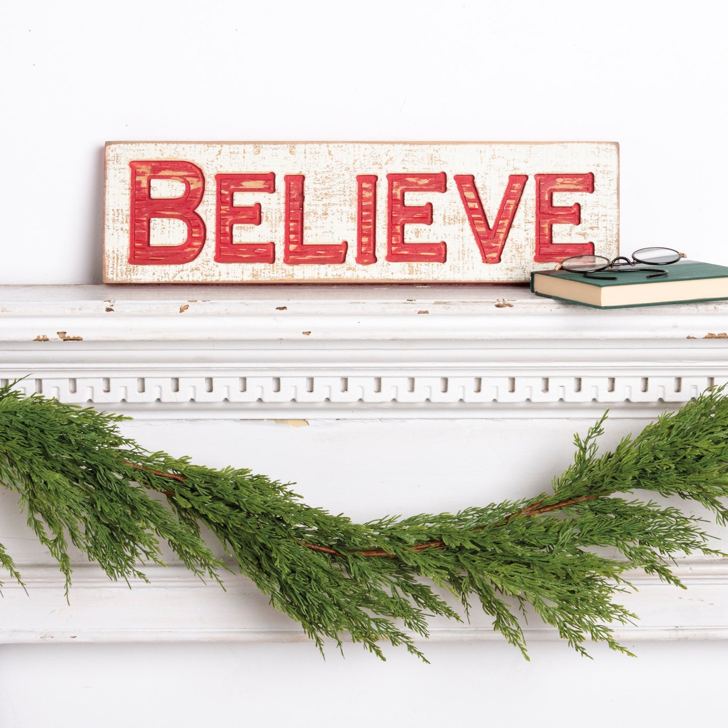 Carved Believe Wooden Sign