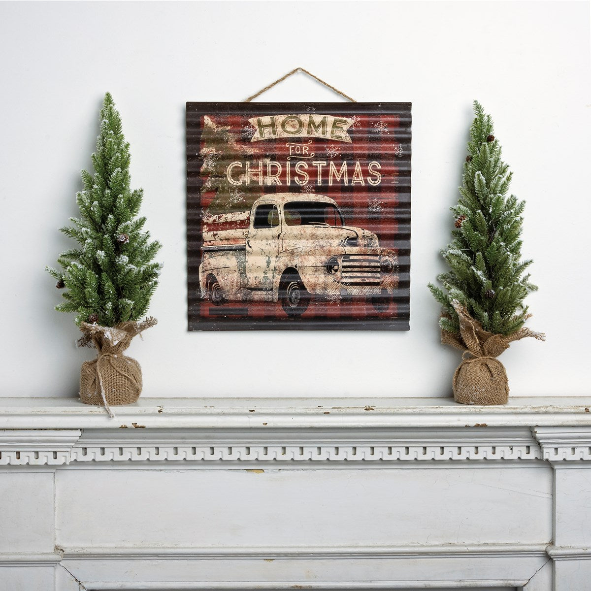 Rustic Metal Home For Christmas Sign