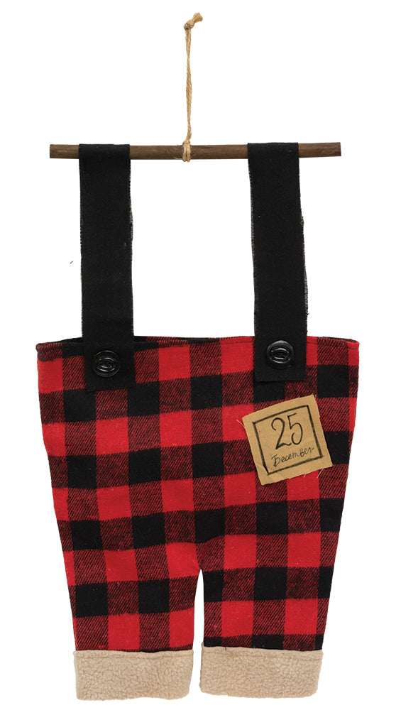 Santas Buffalo Check Suspenders Large Hanger Ornamant