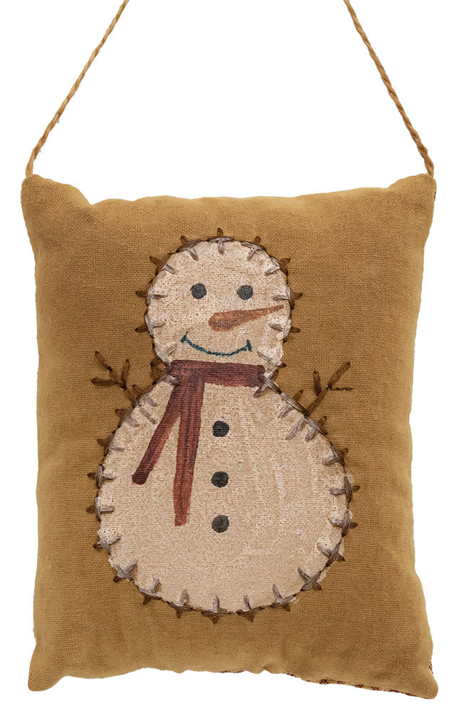 Primitive Snowman PLLOW Ornament