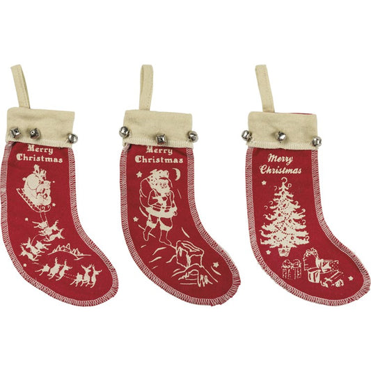 Vintage Felt Stockings Ornament Set Vintage Felt Stockings Ornament Set - Felt, Metal