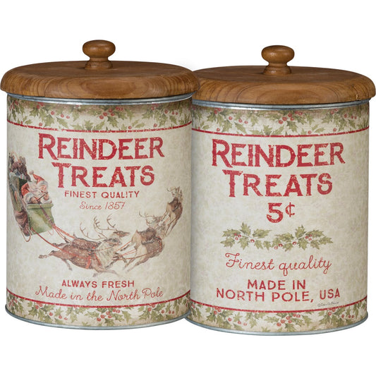 Vintage Reindeer Treats Canister