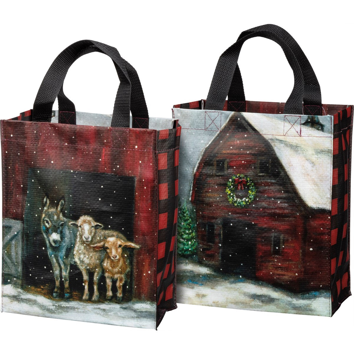 Small Christmas Farm Animal Tote Bag