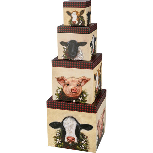 Farmhouse Christmas Stacking Boxes