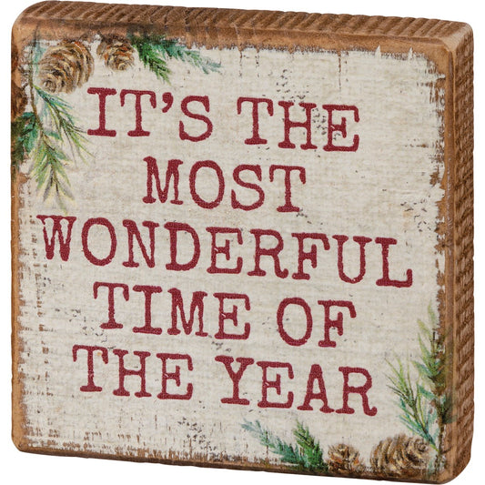 Rustic Christmas Wooden Block Sign