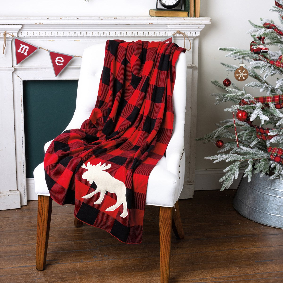 Buffalo Plaid Moose Throw