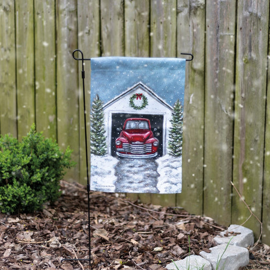 Christmas Red Truck Garden Flag