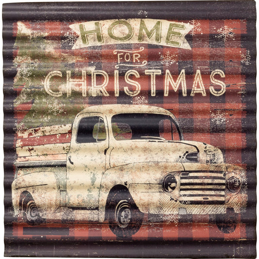 Rustic Metal Home For Christmas Sign