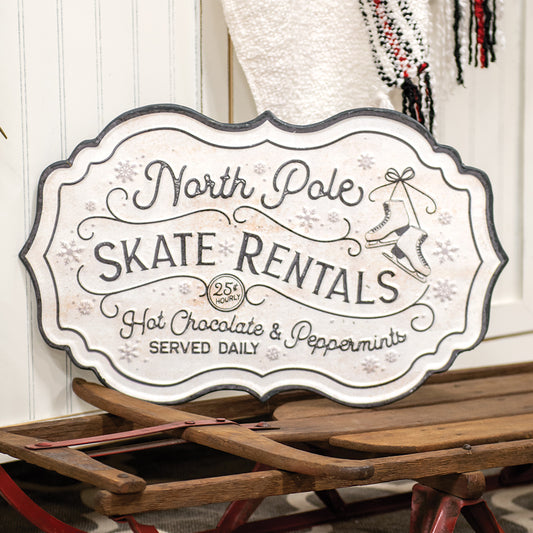 North Pole Skate Rentals Metal Sign