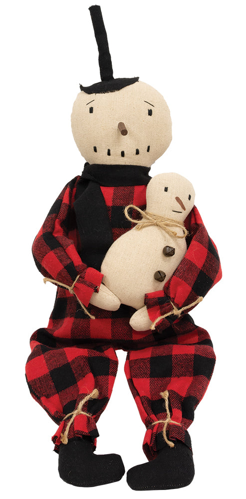 Snowman & Baby Buffalo Check Pajamas Doll