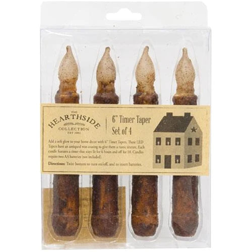 Set of 4 Burnt Mustard Timer Tapers