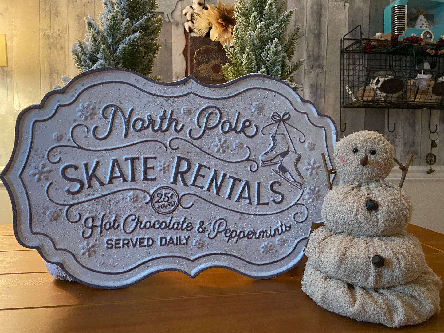 North Pole Skate Rentals Metal Sign